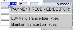Example of popup menu