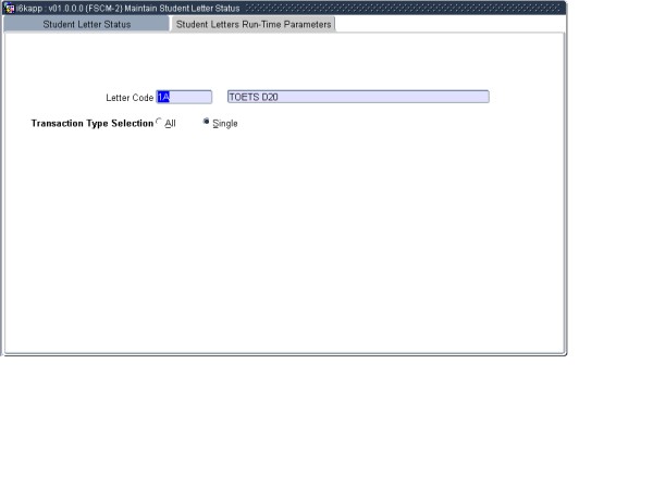 Example of Student Letters Run-Time Parameters