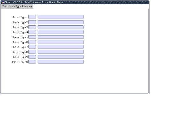 Example of Transaction Type Selection