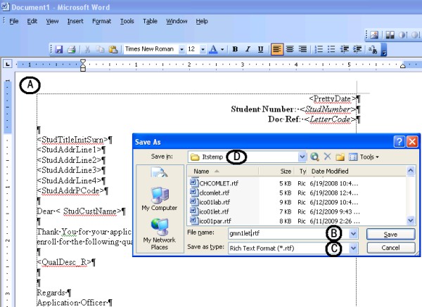 Letter design in word