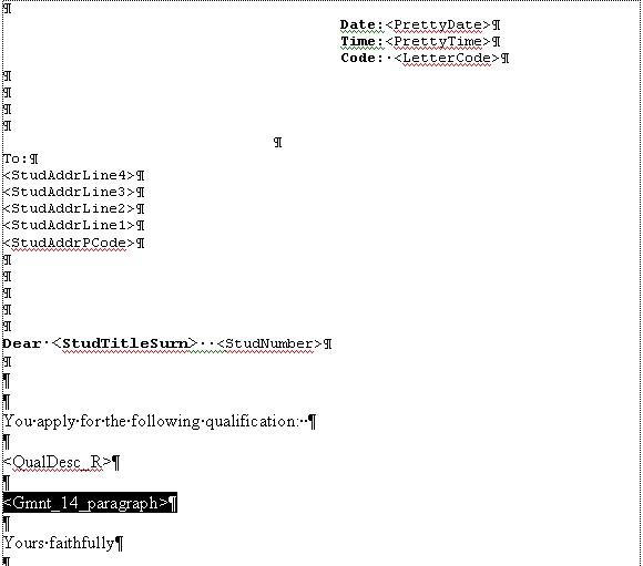letter paragraph