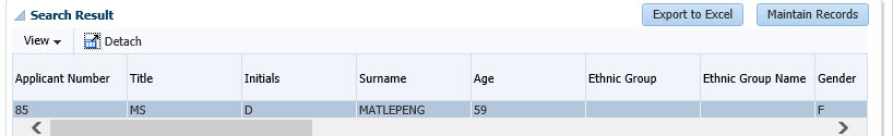 Applicant Detail - Search Results