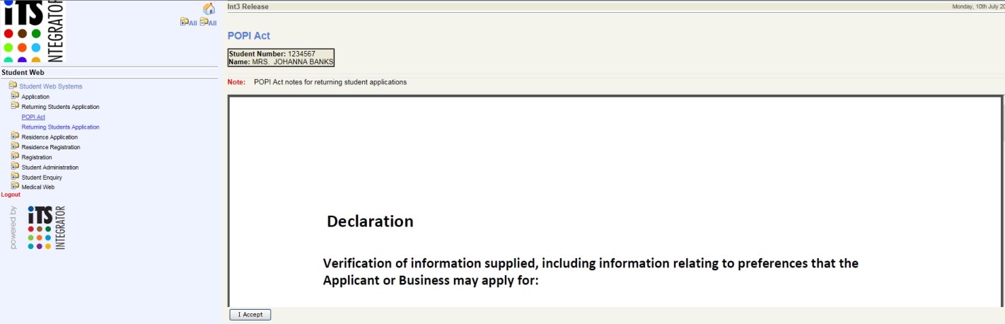 Example of POPI Act