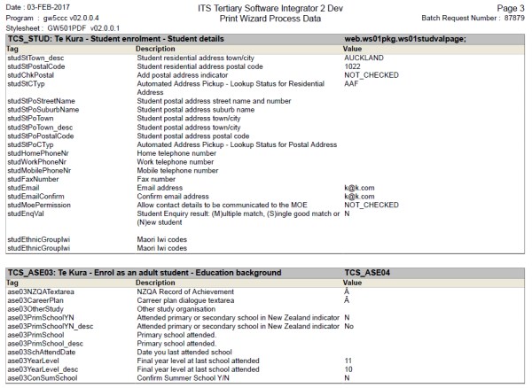 Print Wizard Process Data Page 3