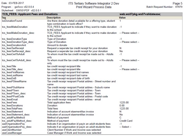 Print Wizard Process Data Page 5
