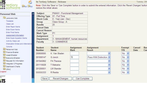 assignment marks