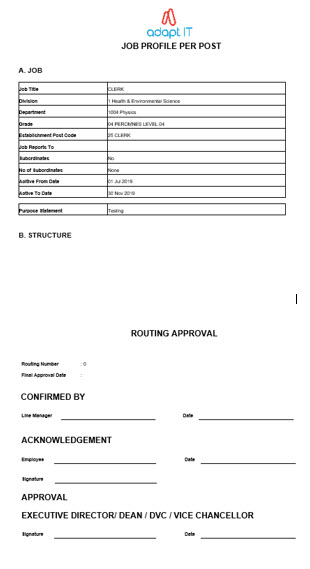 Job Profile Report