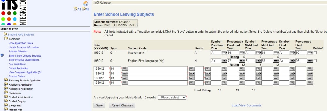 Matric Subjects