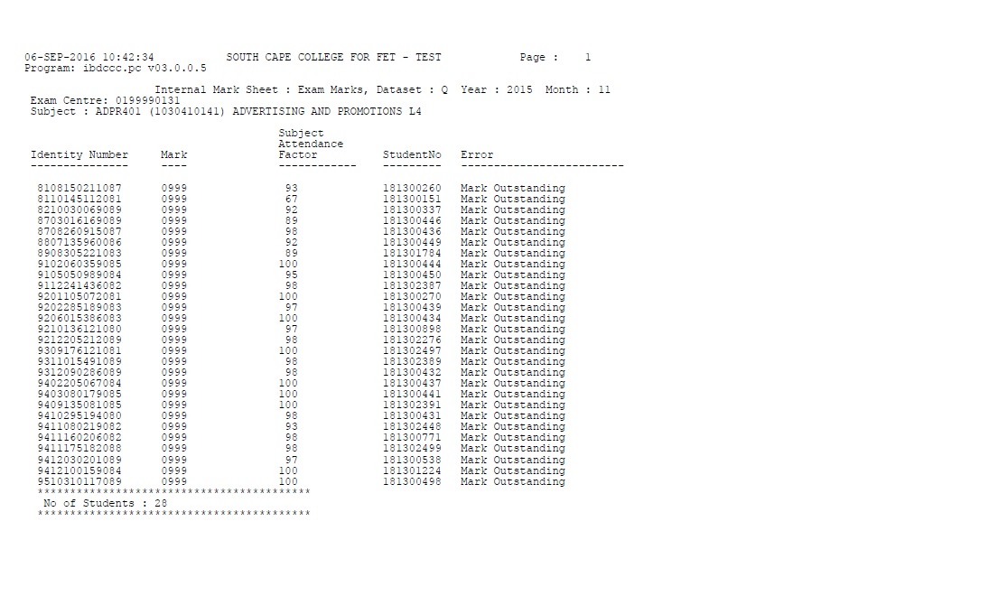 elective mark outstanding