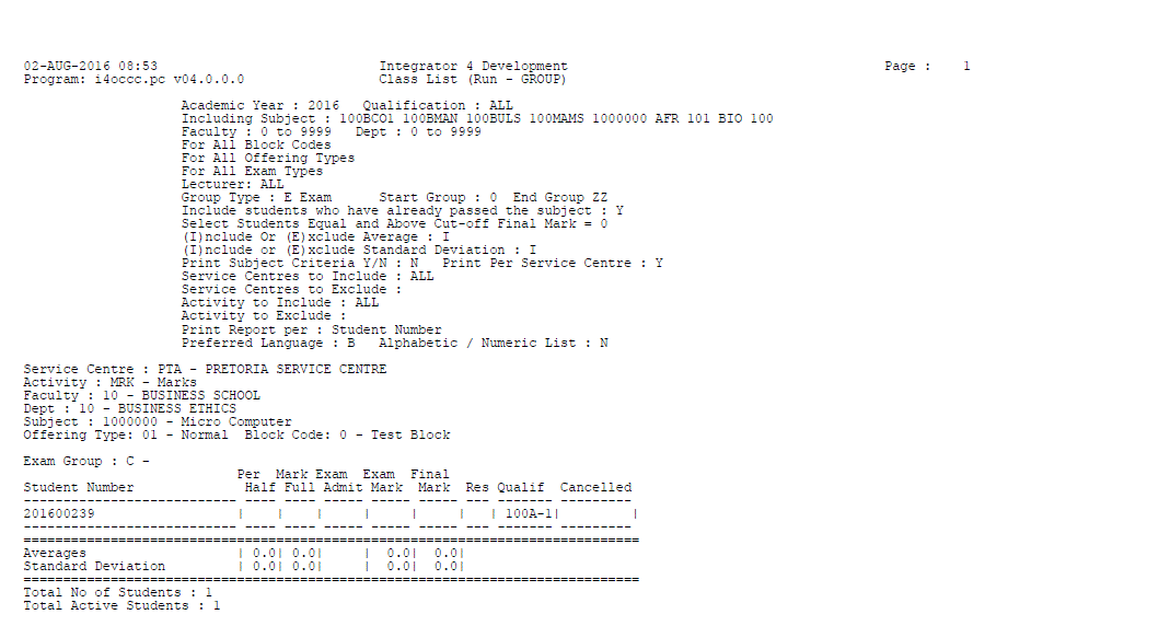 Classlist per group
